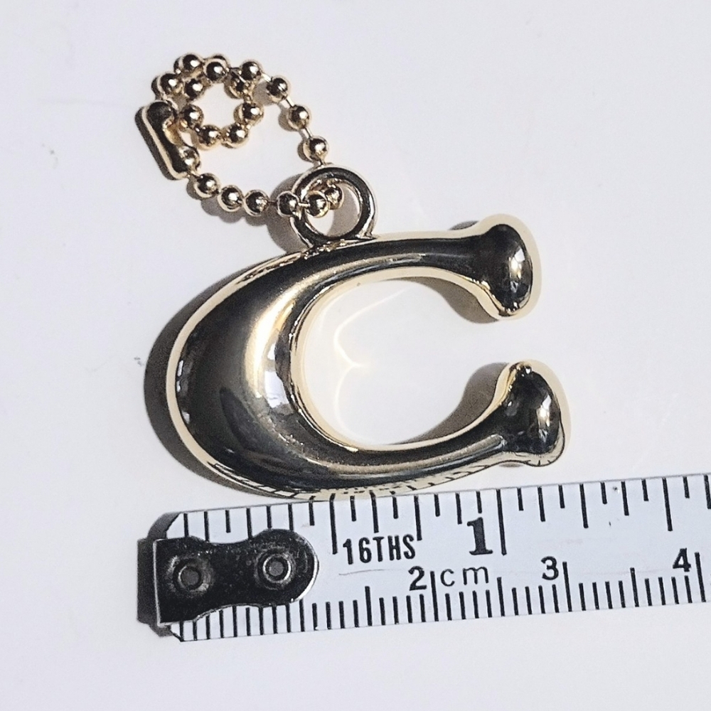 π Mini Coach 1.25" Gold Solid Brass Metal "C" Hangtag Bag Fob Charm ULTRA RARE - Picture 6 of 6